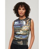 superdry para mujer w6011959a camiseta de tirantes con subestampado negro xs casual algodon sin mangas  tirantes