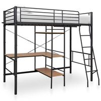 estructura de litera con mesa de metal gris 90x200 cm vidaxl