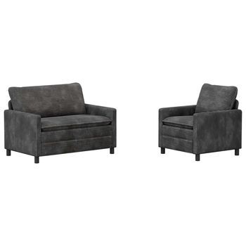 Juego De Sofá 2 Pcs Gris Oscuro Poliéster Vidaxl