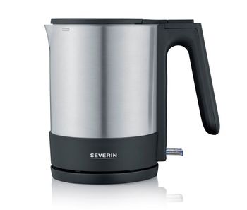 Severin - hervidor, potente y compacto hervidor de acero inoxidable, hervidor eléctrico con filtro de cal, acero inoxidable/negro, wk 3409
