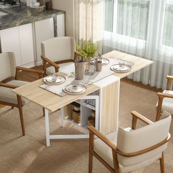 Mesa De Comedor Plegable De Mdf Metal Homcom 169x60x75 Cm - Roble