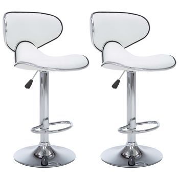 Pack 2 Uds Taburetes De Bar | Taburete De Cocina | Taburete Alto Cuero Sintético Blanco