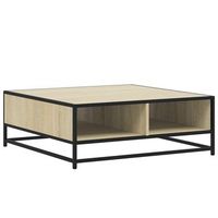 mesa de cafe - mesa de centro madera ingenieria metal roble sonoma 80x80x30 cm