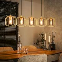 lampara colgante vintage nettlife de 5 luces de cristal y metal para comedor retro e27 altura ajustable bombillas no incluidas