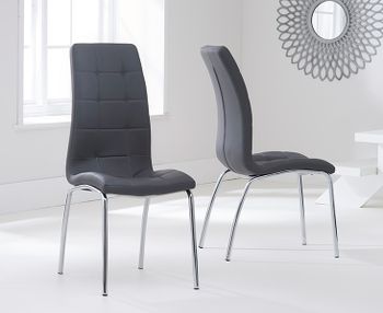 Calgary Charcoal Grey Faux Leather Dining Chairs - Grey