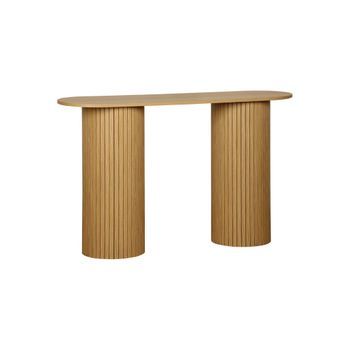 Consola Escandinava Ovalada Efecto Madera Acanalada, 120cm, Natural