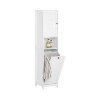 mueble columna de bano con 1 cesto para ropa sucia armario alto para bano estanterias de bano con 1 puerta y 3 estantes 40 x 38 x 170 cm blanco bzr124-w sobuy es