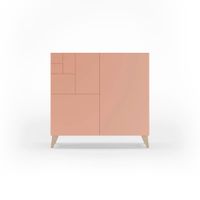 zapatero melamina roble claro puertas rosa patas roble cl 87x90x27cm