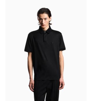 Emporio Armani para hombre. EM004588_AF10017 Polo con Microáguila Abombada negro (S), Casual, Manga corta, Lyocell