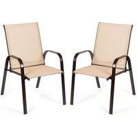 conjunto de 2 sillas jardin exterior textilene costway 56 x 72 x 90 cm cafe