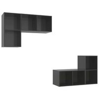 4 uds muebles tv de pared  mueble de salon  armario tv madera ingenieria gris brillo