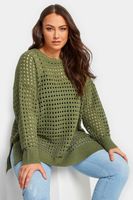 yours jersey caqui de ganchillo mujer curvy y tallas grandes yours