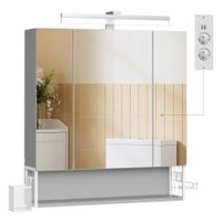 armario de bano con espejo 3 puertas blanco nube  gris paloma  165 x 70 x 75 cm