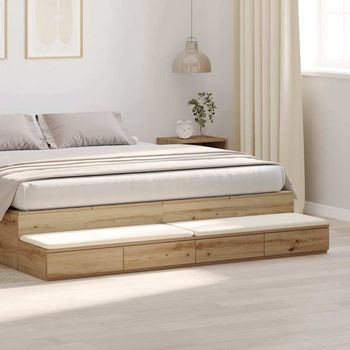 Cajones De Cama - Mueble De Almacenamiento - Madera De Ingeniería - Roble (200x36.5x16.5cm)