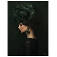 cuadro mujer con flores verdes alu dibond 100x75