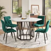 conjunto de mesa y sillas - comedor - mdf y acero - blanco negro y verde 1155x100x75cm