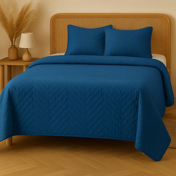 Acomoda Textil - Colcha Bouti Reversible Termosellada + Funda de Cojín 50x70 cm para Dormitorio. Cubrecama, Ligero, Versátil e Ideal para Cualquier Época del Año.