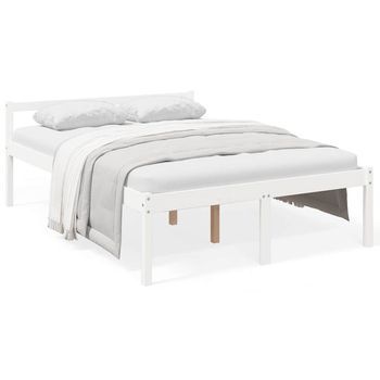 Cama Senior Sin Colchón Madera Maciza De Pino Blanco 140x190 Cm Vidaxl