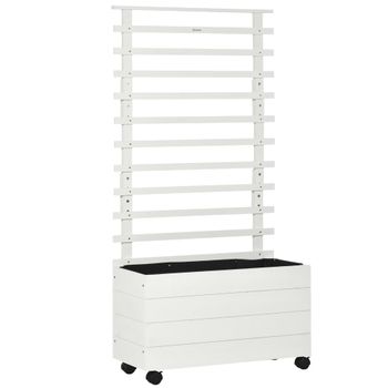 Jardinera con enrejado 76x30x155 cm blanco