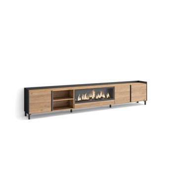 Mueble Tv Alameda-02 Con Chimenea Y Luces Led Integradas