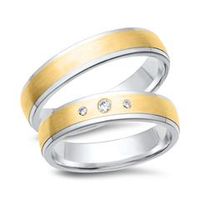 alianzas 8 quilates oro amarillo-blanco 3 diamantes