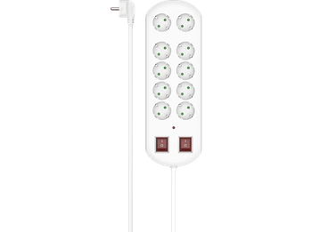 Regleta - Hama 00223163, 10 tomas, 2 m, Protección contra sobretensión, interruptores, Blanco