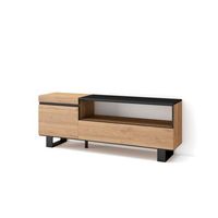 mueble tv television muebles de salon almacenaje 150x57x35cm para tv hasta 65 diseno industrial estilo moderno roble y negro