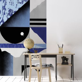 Papel pintado panorámico abstracción 2, azul 150 x 250cm