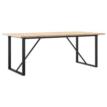 Mesa De Comedor | Mesa De Cocina Marco O Madera Maciza Pino Acero 200x100x75,5cm