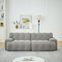sofa de 2 plazas de gran formato amplios reposabrazos diseno moderno botones forma curva gris sin montaje para salon