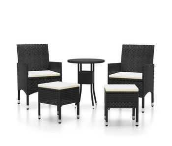 Juego de muebles de jardin 5 piezas ratán sintético negro