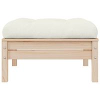 taburete de jardin  otomana de jardin  reposapies de jardin con cojin crema madera maciza de pino