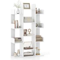 estanteria costway con 13 estantes abiertos 141 x 86 x 25 cm - madera - blanco