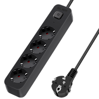 regleta alemana serie l de 4 vias con interruptor 5 m 3g 15 mm negra
