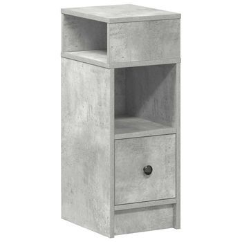 Mesita De Noche | Mesilla De Noche Con Cajón Gris Hormigón 25x31x66 Cm