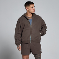 sudadera con capucha oversize lift de felpa francesa con cremallera de dos vias para hombre de mp - chocolate - s