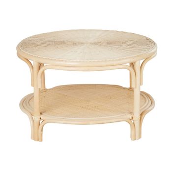 Mesa de centro redonda de ratán barnizado Ø71 cm