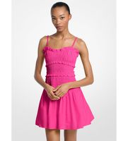 michael kors para mujer ms6839hklz vestido fruncido de popelina de algodon rosa m casual sin mangas  tirantes algodon organico soste