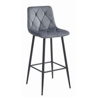 taburete de bar terciopelo valora koda asiento de terciopelo gris oscuro