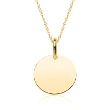 Cadena de plata 925 chapada en oro y colgante grabado
