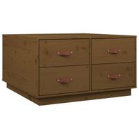 mesa de centro con 4 cajones diseno moderno 80x80x45 cm madera maciza de pino marron dec039502