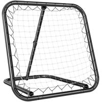 red de rebote de futbol homcom plegable ajustable portatil con 4 fijaciones para el suelo red de pe negro y blanco 78x84x78 cm