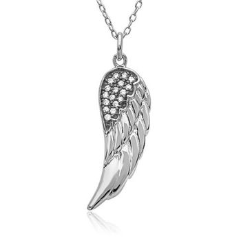 Cadena con colgante de ala de plata 925 circonita cúbica