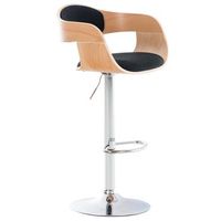 taburete de bar trona con reposapies diseno moderno madera y tela negra 100000677