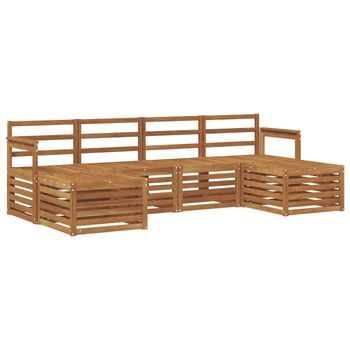 Juegos De Sofás 6 Piezas | Mueble De Jardín Natural Madera De Acacia Sólida
