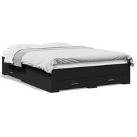 cama matrimonial  cama para adultos  cama con cajones madera de ingenieria negro 135x190 cm