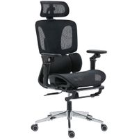 homcom silla de oficina ergonomica con soporte lumbar reposacabezas reposabrazos 6d y reposapies 71x67x133 cm negro   aosom espana