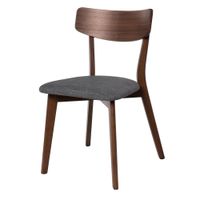 silla de madera de nogal con asiento tapizado gris oscuro