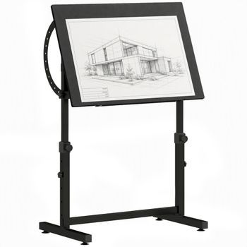 Mesa De Dibujo Regulable De Acero Y Tablero Mdf, Homcom, 90 X 60 Cm – Negro