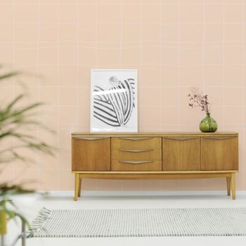 Papel pintado panorámico con patrón de cuadrícula, naranja 1